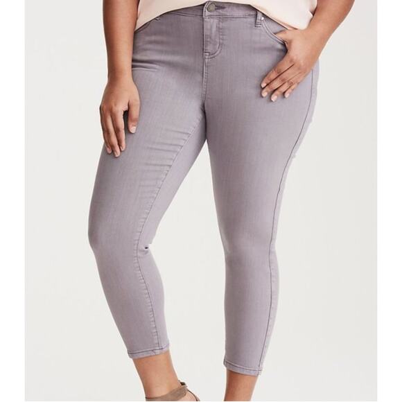 Torrid High Rise Ultra Skinny Crop Lavender Washed Jeans Size 20 - Picture 1 of 12